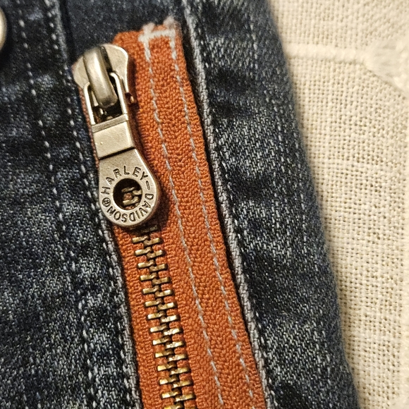 Y2K Vintage Harley Davidson Biker Bootcut Jeans Patch Zippers Womens 10 Long - Picture 4 of 16